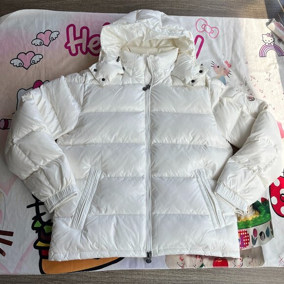 Moncler Women's White Hooded Down Jacket - Picture 1 of 8